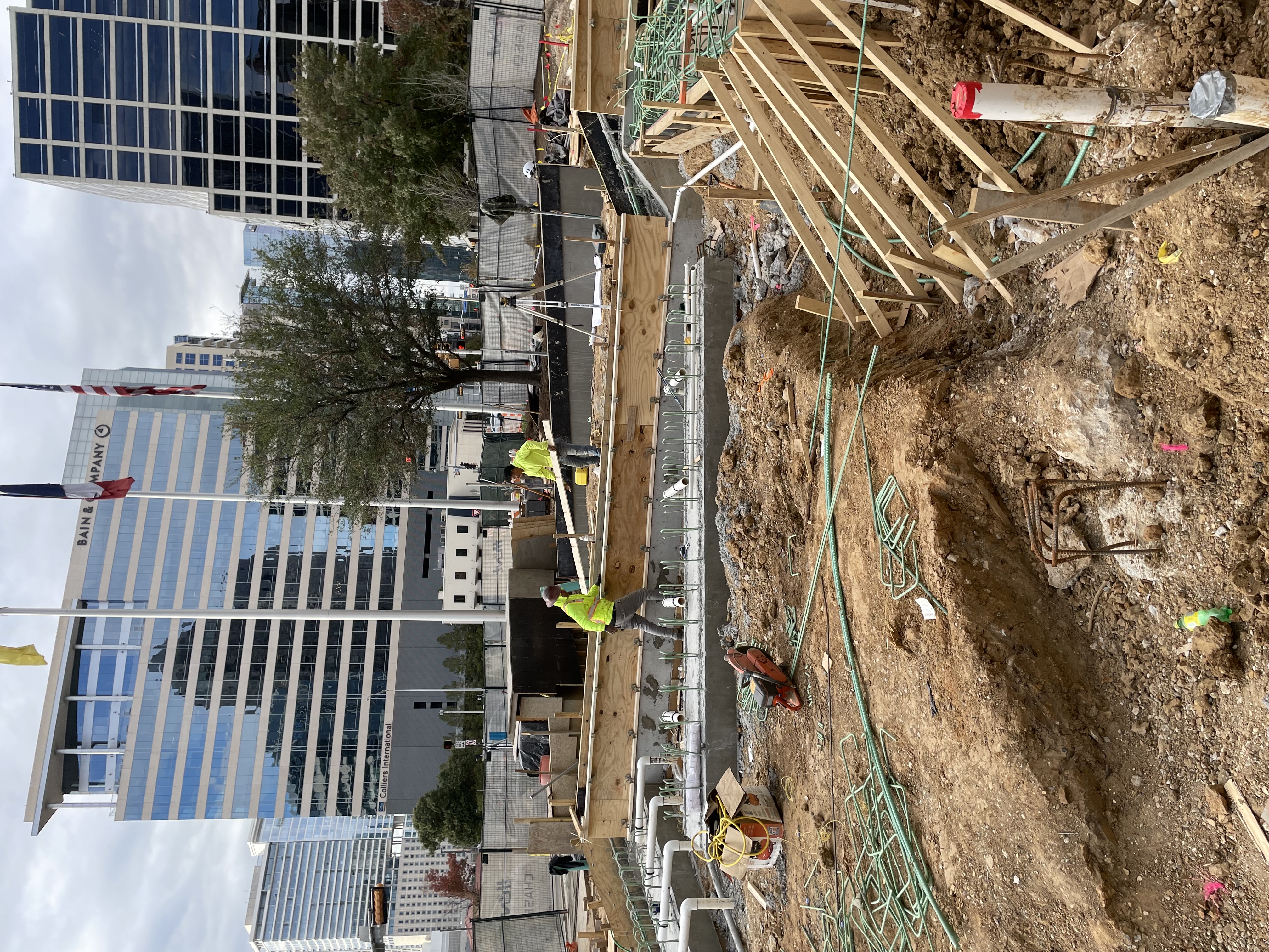 Trillium crew actively working on commercial concrete pour