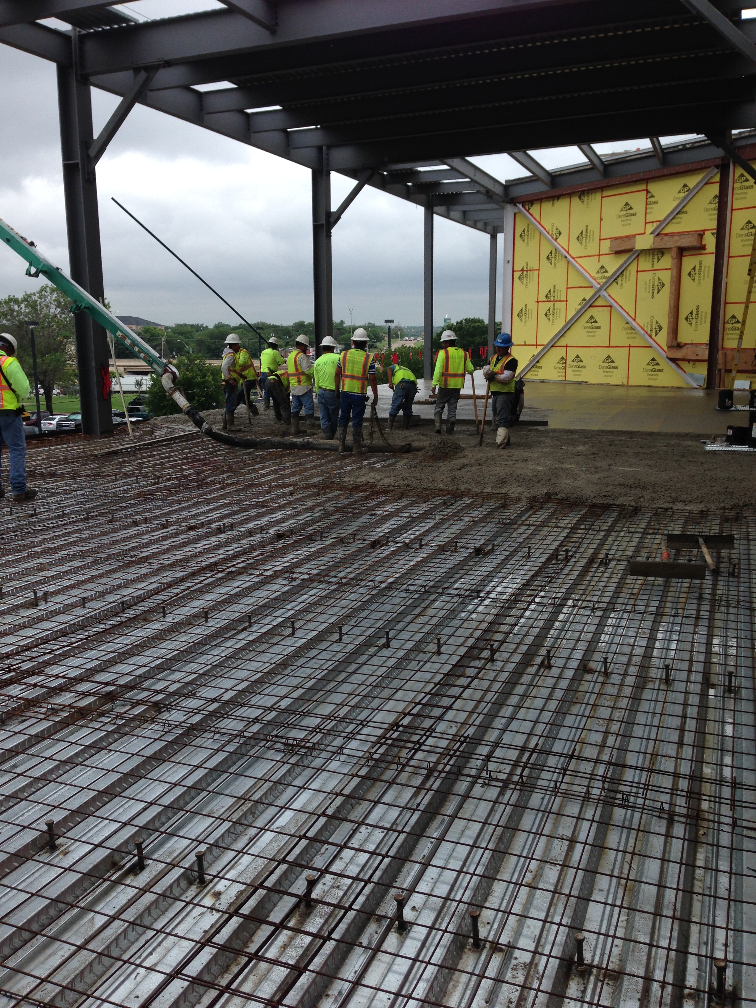Structural concrete elevated deck pour